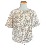 Anne Klein Womens Zebra Animal Print Linen Knot Front Top Blouse - Sz XL Photo 0
