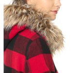 BB Dakota Jaslene buffalo plaid check fur hood long coat Photo 10