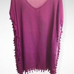 Pom Pom Tassel Hem Gauze Cover up Purple Size XL Photo 0