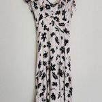 Illa Illa  Tiered Ruffle Midi Dress L Sleeveless V-Neck Floral Boho Cream Black Photo 1