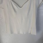 Dear John White Ribbed Sweetheart Neck Short Slv Knit Top Size L Feminine Dainty Photo 2