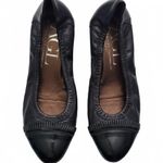 AGL Black Leather Pleated Captoe Kitten Heels Size 8.5 Photo 0