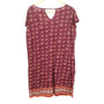 Lucky Brand  size Large short sleeve shirt top tunic keyhole back‎ purple white Photo 1