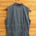 Vintage Casablanca Size Medium Denim Button Front Collared Sleeveless Maxi Dress Blue Photo 8
