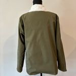 Olive Green Faux Sherpa Lined Jacket Size Medium Button Front Jacket Outerwear Photo 3