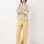 ZARA Green Sheer Ruffled Polka Dot Blouse Balloon Long Sleeve Size SMALL Photo 2