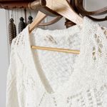 Rebecca Taylor  White Knit Cotton V Neck Sweater Photo 2