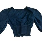 Intermix  Scarlet Puff Sleeve Poplin Top Black Dress 3/4 sleeve size medium Photo 2