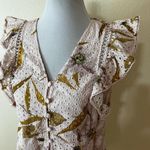 Ted Baker  Womens Adaale Blouse Light Pink Leaf Button Ruffle Sleeve Eyelet 2/US6 Photo 3