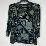 Vintage Renaissance Artsy Slinky Knit Top Black Blue Art To Wear Size PL Photo 5