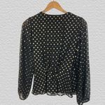 Banana Republic Y2K  Metallic Dot Wrap Blouse Black Top- Sz. Medium Coquette Girl Photo 2