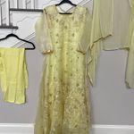 Party wear Indian Designer Maxi Anarkali 3pc suit Wedding Pakistani gown Yellow Size L Photo 2