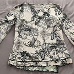 Armand Thiery Affinites French Pink Novelty Newspaper Artsy Blouse, size 2 Photo 9