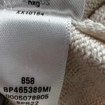 BP Pointelle Polo Cropped Sweater Floral Eyelet Striped Trim Cotton Cream Blue S Photo 4