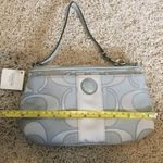 Coach signature fabric gray / silver oversized wristlet NWT Photo 5