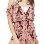Topshop  pink floral cold shoulder romper Photo 1