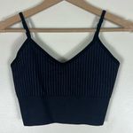 Fabletics  Black Shauna Seamless Midi Bra Womens S Ribbed Low Impact Athleisure Photo 1