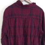 a.n.a . XXL Plaid Flannel Embroidered Shirt Dress in Black Maroon Plus Photo 3
