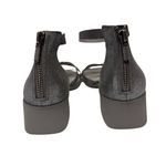 Eileen Fisher Noni Silver Metallic Strappy Block Heel Leather Sandals Size 8.5 Photo 4