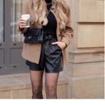 ZARA  Faux Leather Black Shorts Belted large Photo 1