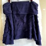 Tadashi Shoji  100% Silk Blouse Off Shoulder Ruffle Tiered Purple 16 NWT Photo 7