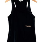 CARVEN Black Cotton Jersey Sleeveless Beaded Pocket A Photo 0