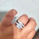 2pcs/set Silver Princess Cut engagement ring set size 10 Photo 4