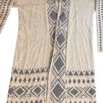 Lucky Brand Size Large Sweater LONG sleeved Tribal Taupe Olive Cardigan NWT Photo 2