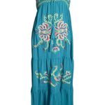 Flying Tomato Floral Embroidered Maxi Dress Smocked Tiered Womens S BOHO Photo 5
