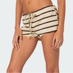 Edikted  Kathy striped shorts micro cotton beach pool neutral low rise chocolate Photo 6