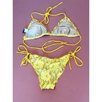 VTG Ritchie Swimwear Bikini Set Triangle Top Strappy Bottom yellow Lace Beige M Size M Photo 1