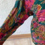 Victoria's Secret Gold Label Victoria Secret kimono robe, green floral, 100% silk, tie sash: S Photo 2