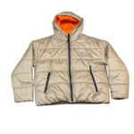 Nike  Therma Fit Hooded Puffer Jacket Beige Orange L‎ Women's Winter Photo 3