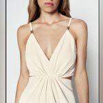 ZARA  Jumpsuit wide leg with cut out details size med in a ivory cream color Photo 4