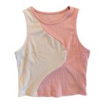 SheIn  Colorblock Ribbed Tank Top Size S Pink Cream Sleeveless Cropped Shirt Photo 0