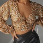 Urban Outfitters UO Top Kary Keyhole Tie-Back Cropped Top Long Sleeves Medium Photo 0