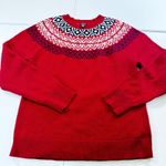 CHAPS y2k  Women's XL Red Fair Isle Knit Crew Neck Long Sleeve Sweater christmas Photo 0