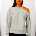 Monrow cold shoulder cutout crew sweatshirt M $139 athletic casual spring boho Gray Size M Photo 0