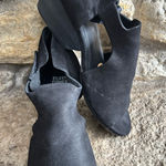 Eileen Fisher  Black Leather Open Peep Toe Chunky Block Heeled Shoes Sandals 8 Photo 0