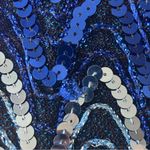 VINTAGE ANN GREEN ENGLAND Shades‎ of Blue Sequin Blouse Size Large Photo 5