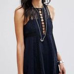 Free People Wherever You Go Navy Black Lace Mini Dress Size 0 Blue Photo 0