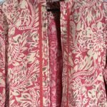 Coldwater Creek  Red Paisley Zip Jacket Cotton Boho Floral Textured Women's L Photo 5