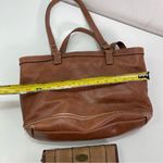 BOC Satchel Organizer Brown Shoulder Bag Charm Clutch Trifold Stitch Wallet Boho Photo 4