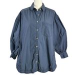 Free People Oversized Bohemian Menswear Happy Hour Solid Poplin Top Shirt Small Photo 6