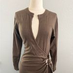 Dress Forum NWT Sweater Wrap Dress Size Small in Brown Tortoise Buckle Photo 1