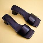 Urban Outfitters SVEGAN Squared Vegan Leather Mule Heel in Black Women's 37 Photo 0