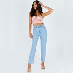 Princess Polly NWT  Maddie Top Crop Floral Pink White Ruched Shirred Crop Size 4 Photo 3