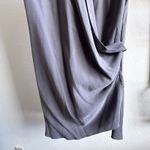 Halston Heritage 100% Silk Draped Faux Wrap Dress Gray Size 6 Photo 5