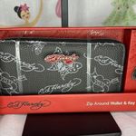 Ed Hardy  Zip Around Wallet with Charm Key ring Set Photo 0