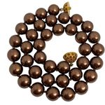 J.O.A. Vintage RIVERS Cocoa Brown Faux Pearl Beaded Single Strand Necklace 20” Photo 0